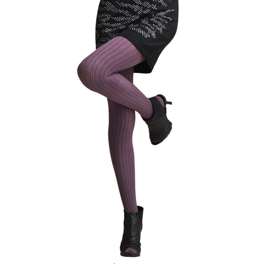 Fashion Opaque Dual Colors Tights with Vertical Striped Pattern, 150D